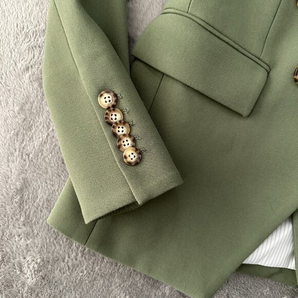 Veronica Beard Stone Army Green Classic Miller Dickey Blazer Women's 2 Gold - Picture 3 of 11